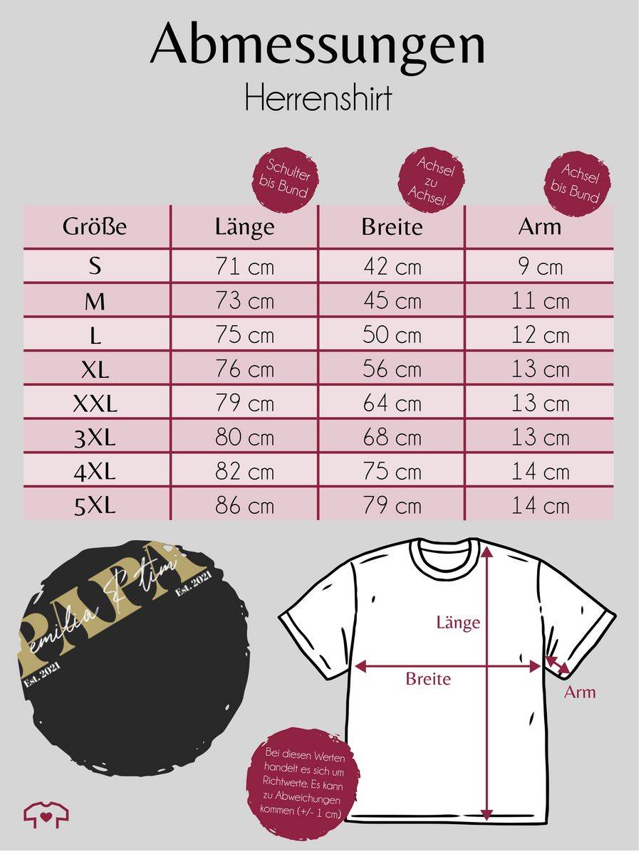 Shirtracer PAPA Geschenk mit Namen Kinder Datum Geburtsjahr Weihnachten Geburtstag: T-Shirt Shirtracer Saisonale Angebote