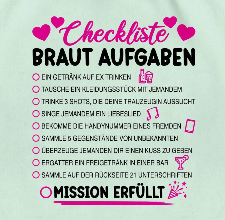 Shirtracer Braut Aufgaben I Mutprobe Checkliste Shirts & Mehr Shirtracer Fabrikpreis