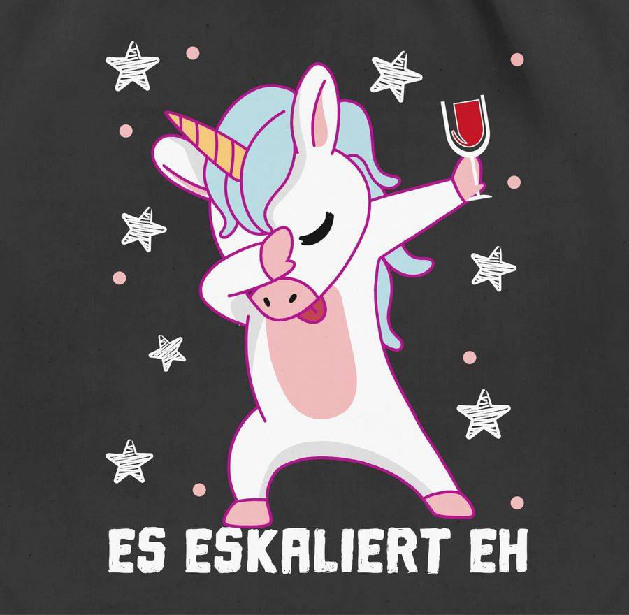 Shirtracer Es eskaliert eh Einhorn mit Weinglas weiß Shirts & Mehr Shirtracer Valentinstagsangebot