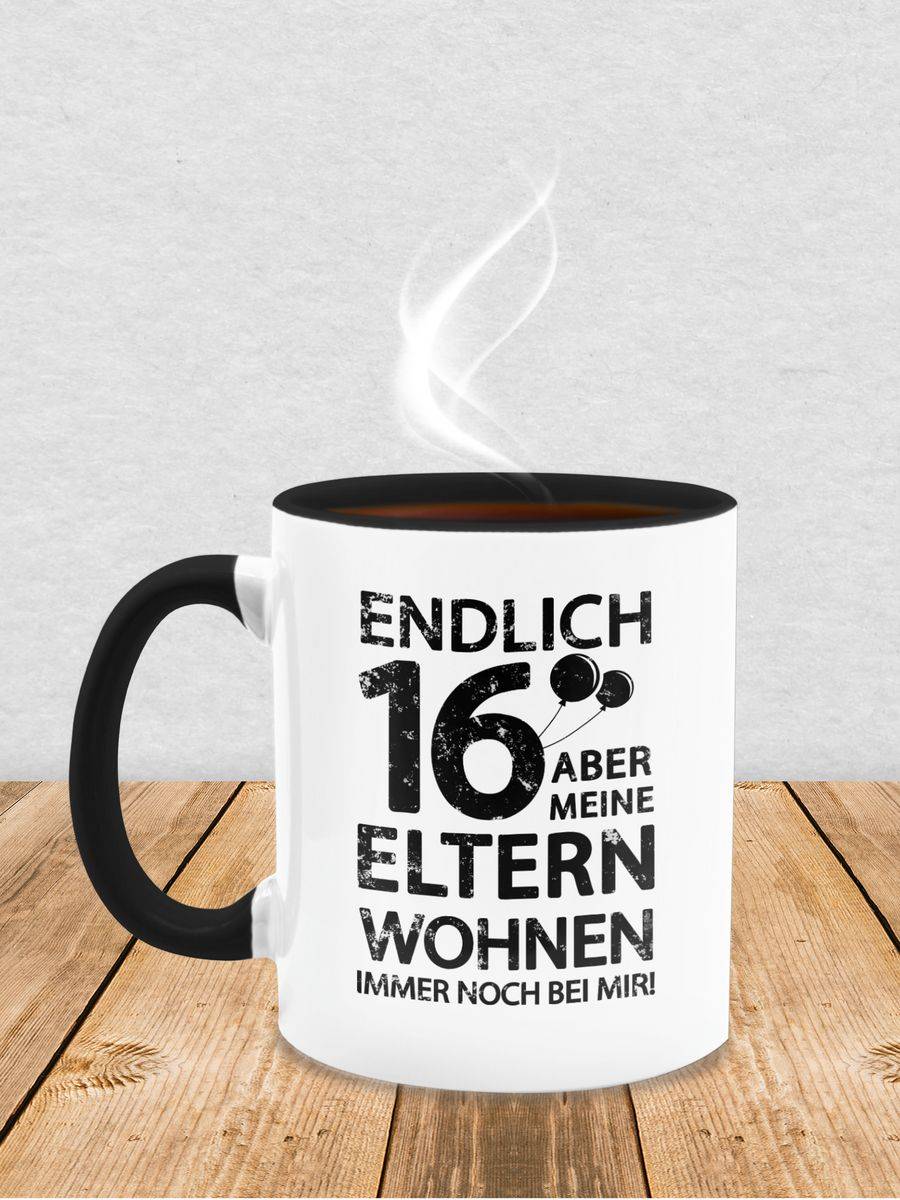 Shirtracer Endlich sechzehn aber meine Eltern wohnen immer noch bei mir! schwarz: T-Shirt T Shirtracer zollfrei