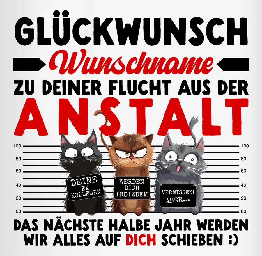Shirtracer Glückwunsch zu deiner Flucht aus der Anstalt Abschiedsgeschenk Kollegen Abschiedsgeschenke für Kollegen Geschenk zur Verabschiedung Kollegen Shirtracer Auslauf