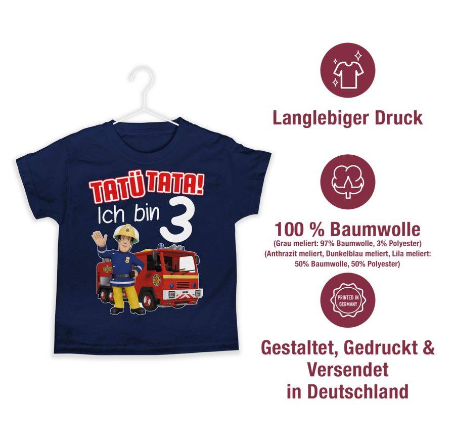 Shirtracer Tatü Tata! Ich bin 3 - rot: Tshirt Turnbeutel Shirtracer Begrenztes Angebot