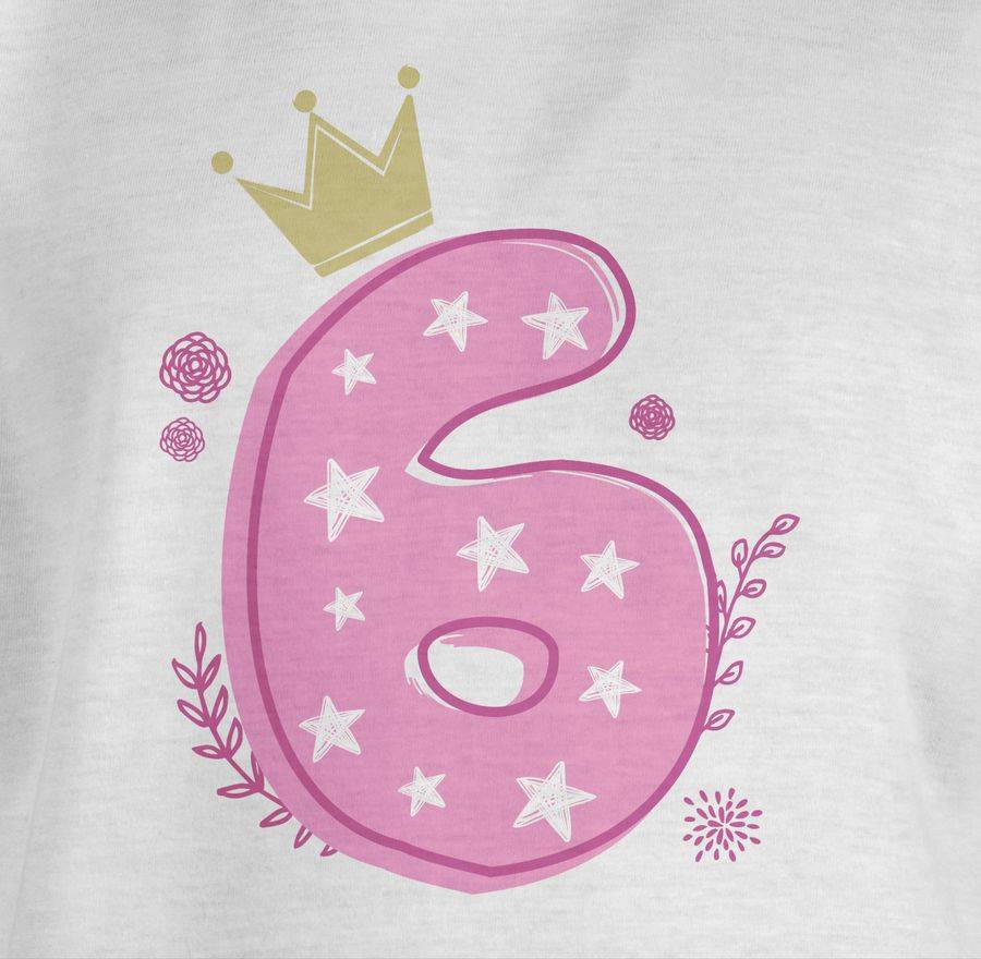 Shirtracer Sechster Mädchen Krone Sterne Shirts & Mehr Shirtracer Exklusive Angebote