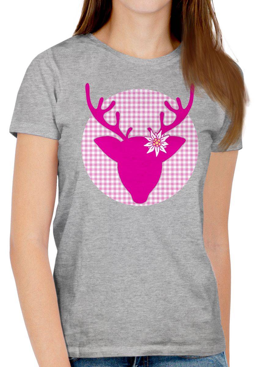 Shirtracer Oktoberfest Hirsch mit Edelweiß - Fuchsia: Tshirt Turnbeutel Shirtracer Bis zu 65% Rabatt