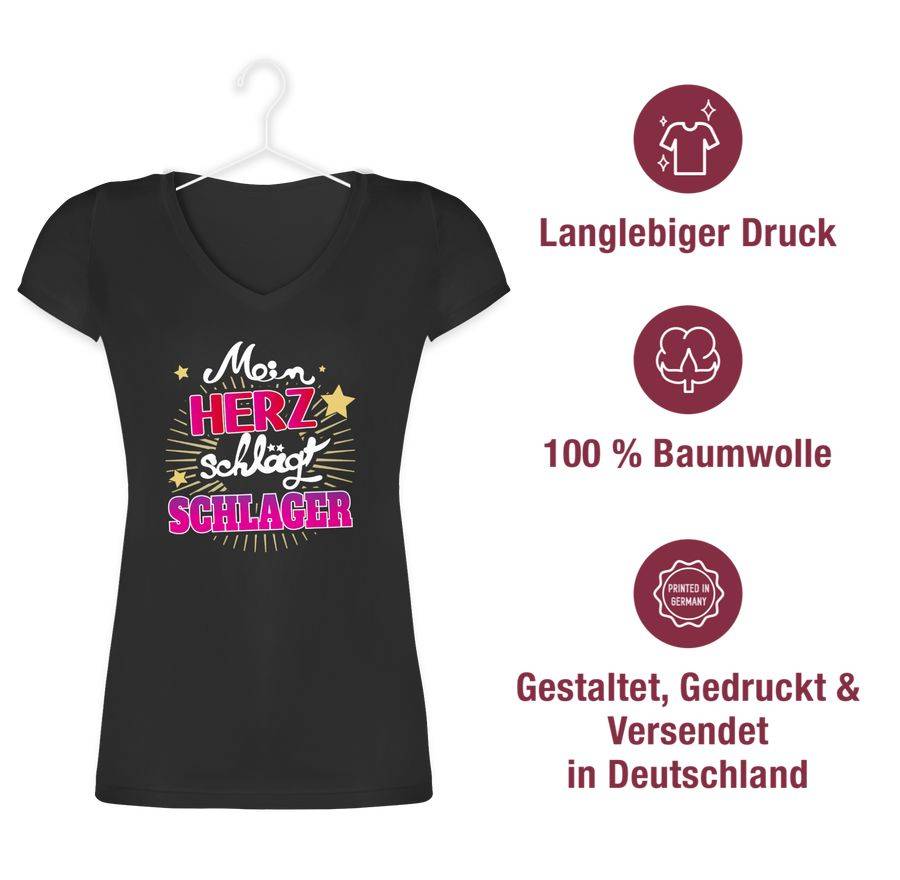 Shirtracer Mein Herz Schlager - weiß Shirts & Mehr Shirtracer 2025