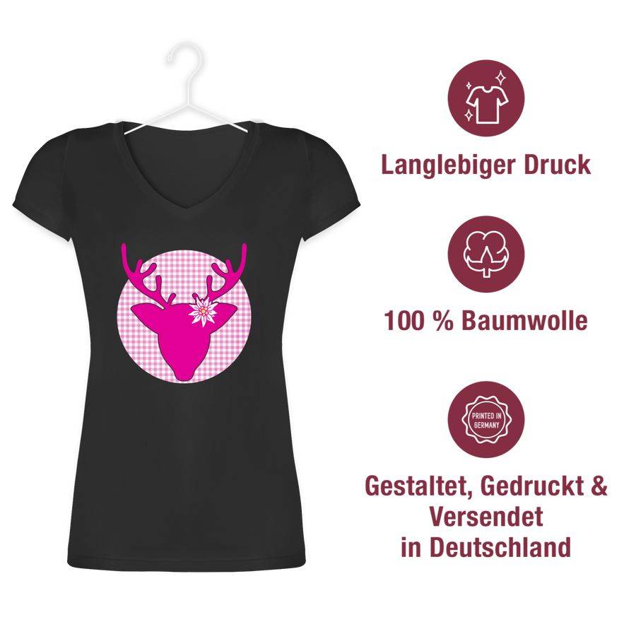 Shirtracer Oktoberfest Hirsch mit Edelweiß - Fuchsia: Tshirt Turnbeutel Shirtracer Hotsell
