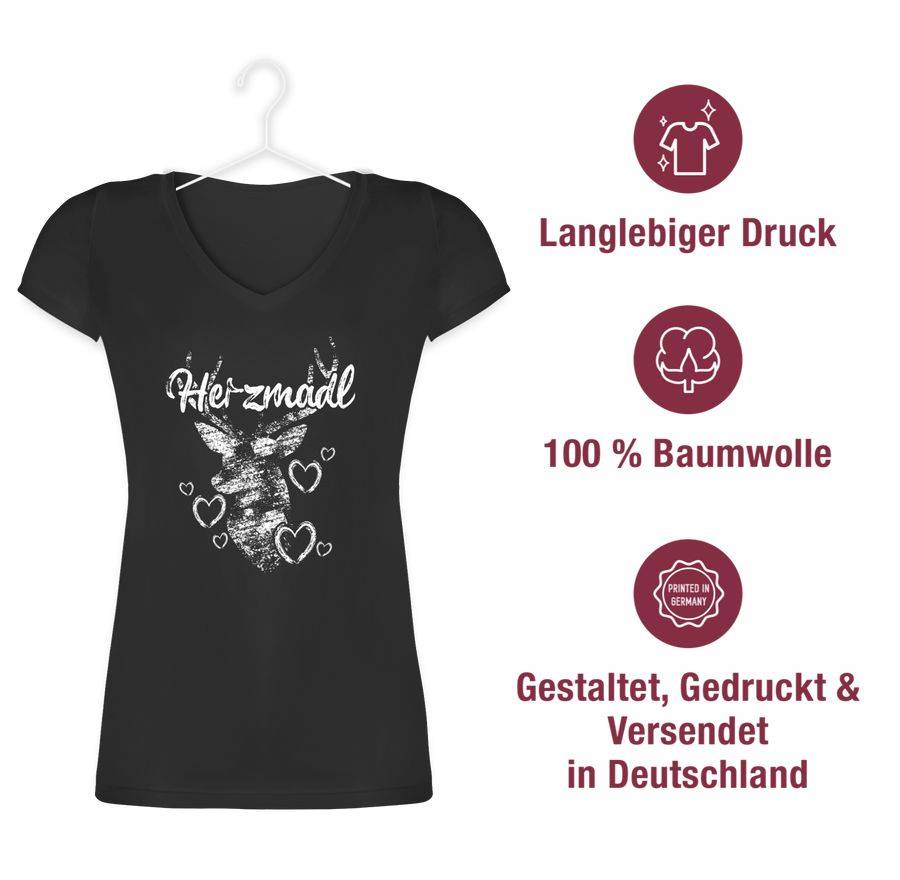 Shirtracer Herzmadl mit Hirsch und Herzen - weiß Shirts & Mehr Shirtracer Günstiger Verkauf