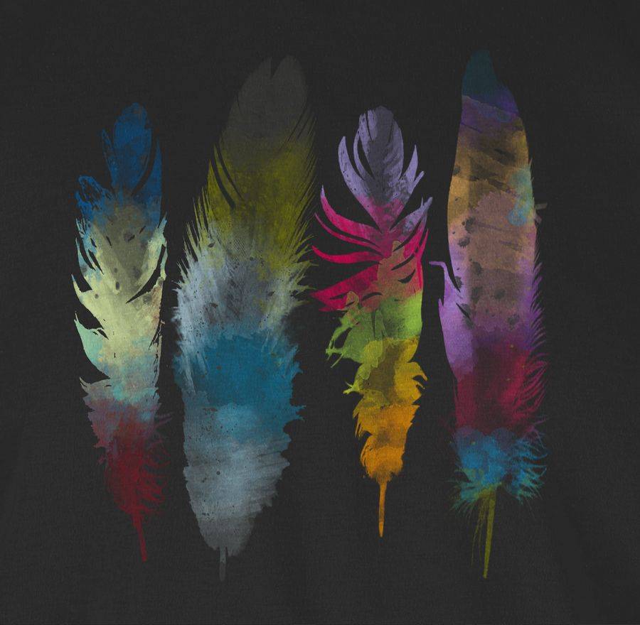 Shirtracer Federn Wasserfarbe Watercolor Feathers: T-Shirt Turnbeutel Shirtracer Preisnachlass
