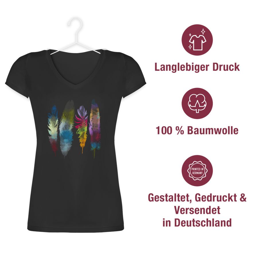 Shirtracer Federn Wasserfarbe Watercolor Feathers: T-Shirt Turnbeutel Shirtracer Preisnachlass