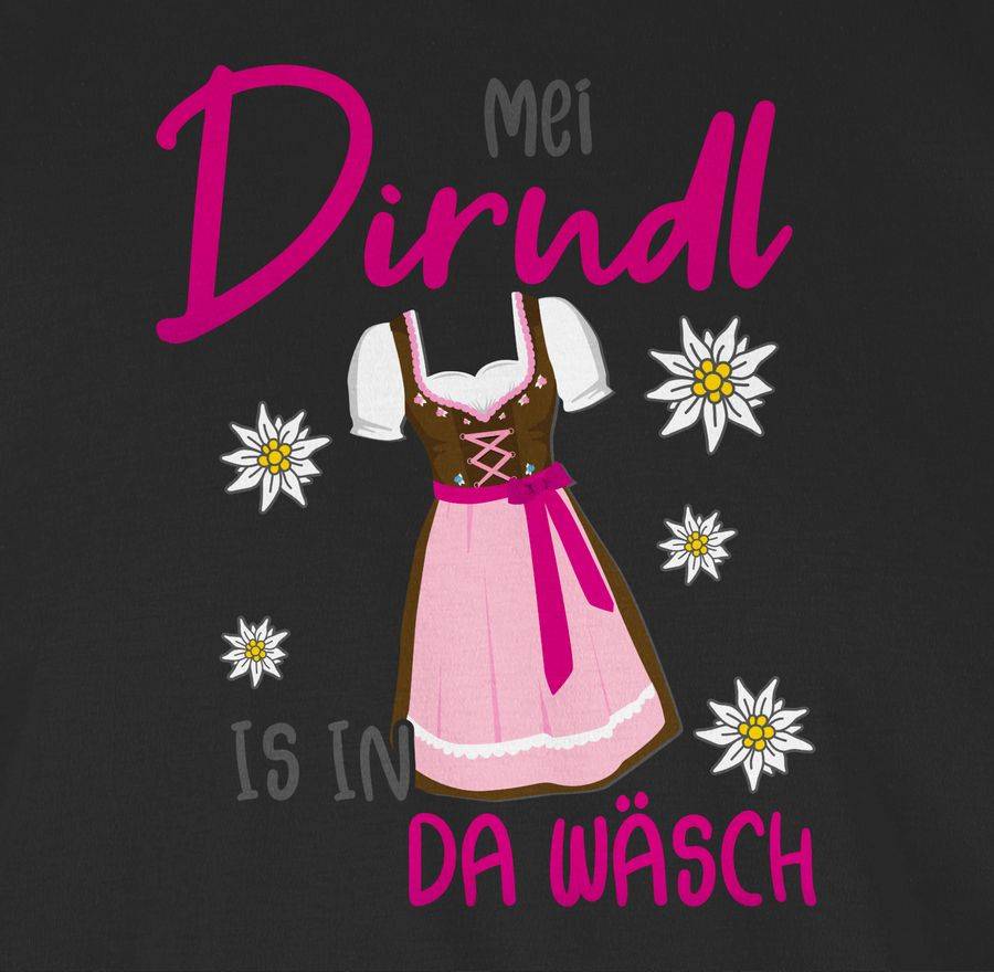 Shirtracer Mei Dirndl is in da Wäsch Edelweiss Grau: Tshirt Rucksack Shirtracer Saisonschlussverkauf
