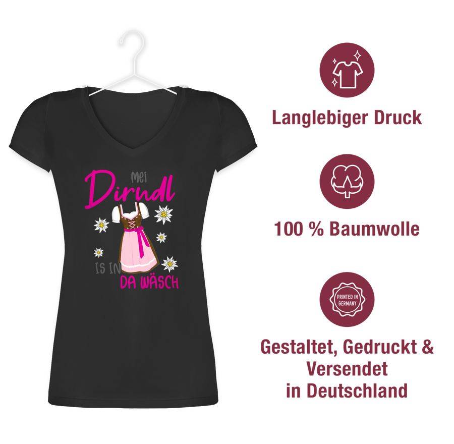 Shirtracer Mei Dirndl is in da Wäsch Edelweiss Grau: Tshirt Rucksack Shirtracer Saisonschlussverkauf