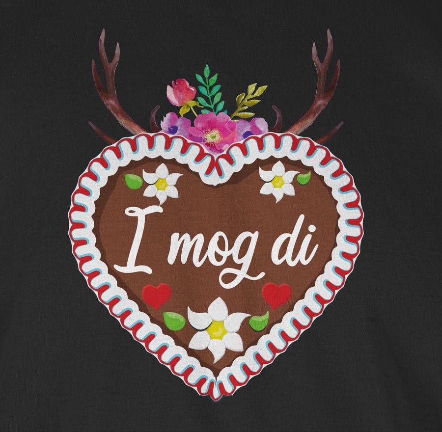 Shirtracer Lebkuchenherz I mog di mit Geweih und Blumen Shirts & Mehr Shirtracer Lagerräumung