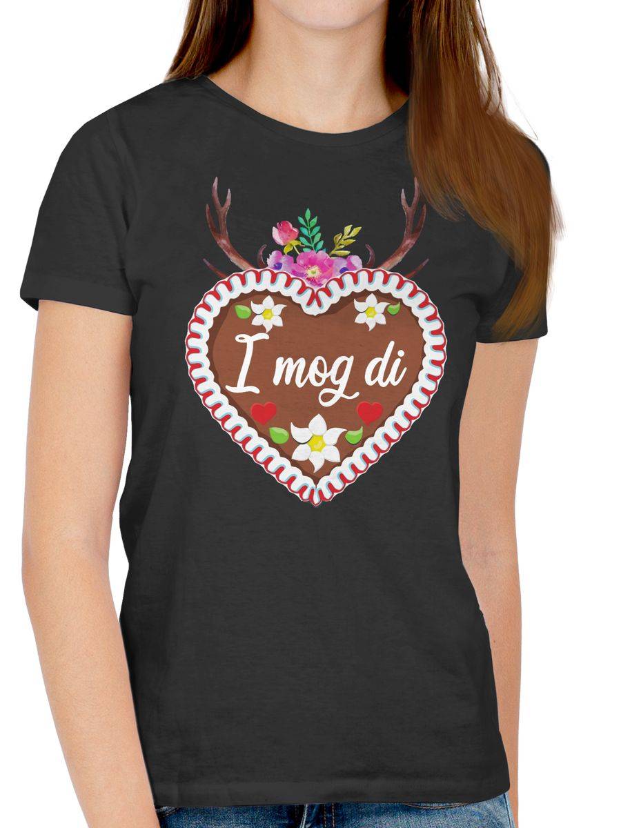 Shirtracer Lebkuchenherz I mog di mit Geweih und Blumen Shirts & Mehr Shirtracer Lagerräumung