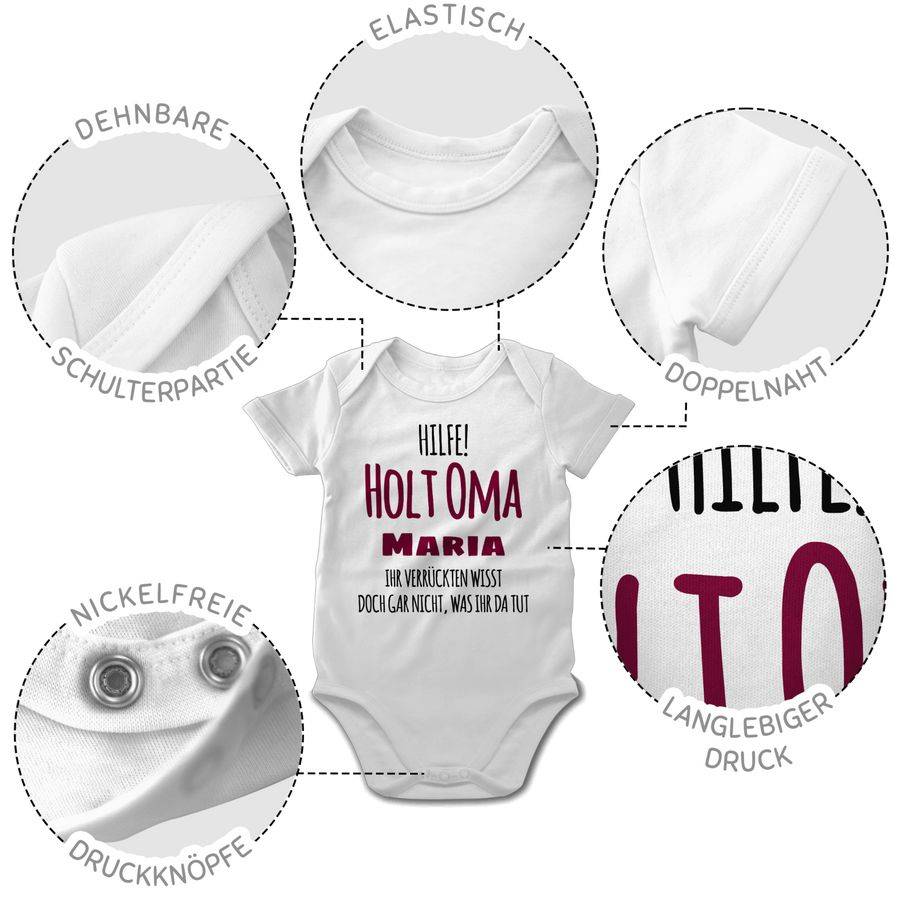Shirtracer Hilfe Holt Oma - Geschenk zur Geburt Omi: Tshirt Turnbeutel Shirtracer Fabrikladen