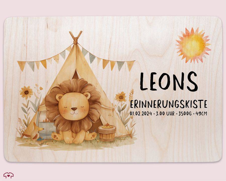 Shirtracer Personalisierte Baby Geschenke Erinnerungskiste Löwe Name Datum Erinnerungsb Shirtracer Meist gekauft