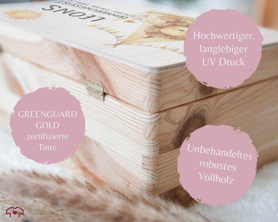 Shirtracer Personalisierte Baby Geschenke Erinnerungskiste Löwe Name Datum Erinnerungsb Shirtracer Meist gekauft