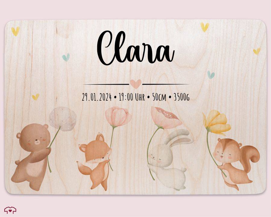 Shirtracer Erinnerungskiste Baby Personalisiert Erinnerungsbox Baby Erinnerungen Waldtiere Bär Fuchs Hase Eichhörnchen Shirtracer Black Friday