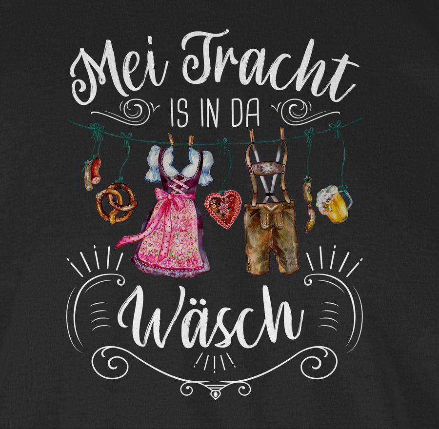 Shirtracer Mei Tracht is in da Wäsch - Wäscheleine - weißer Schriftzug: Tshirt Turnbeutel Shirtracer Flash Sale