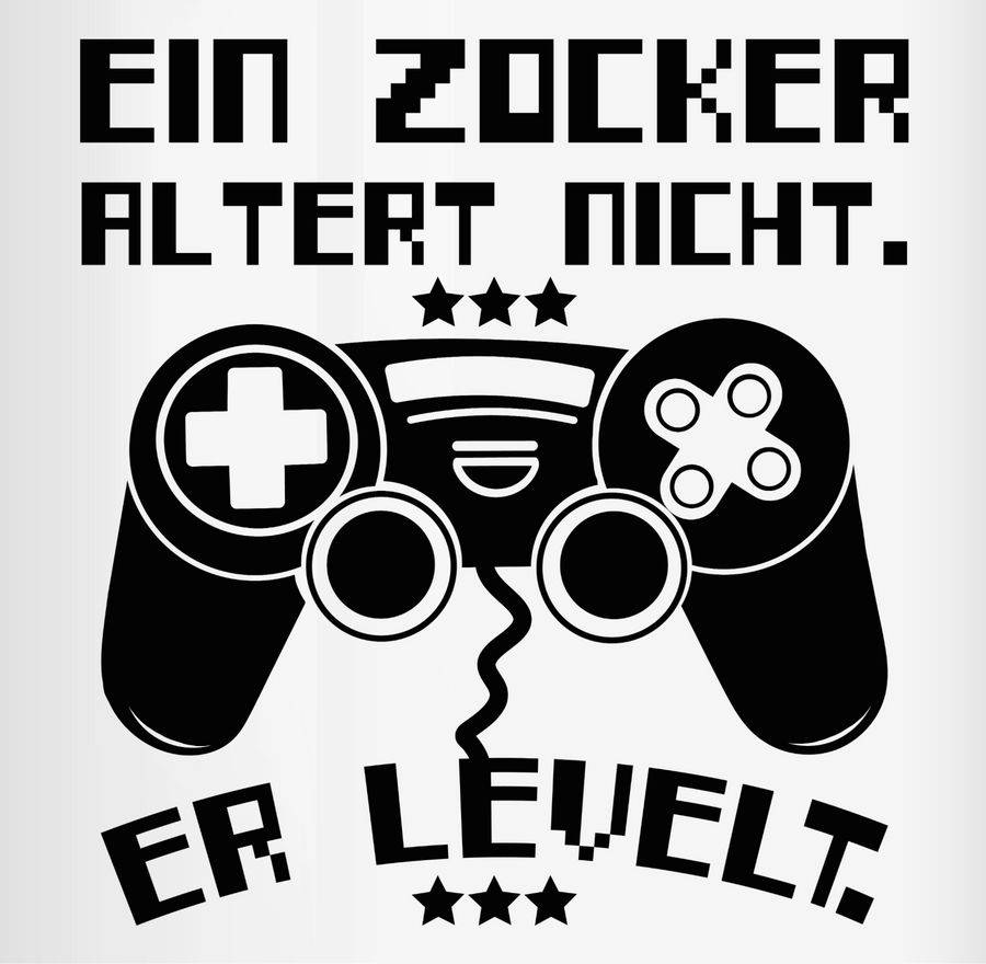 Shirtracer Ein Zocker altert nicht - er levelt: T-Shirt Turnbeutel Shirtracer Limitierter Zeitrabatt