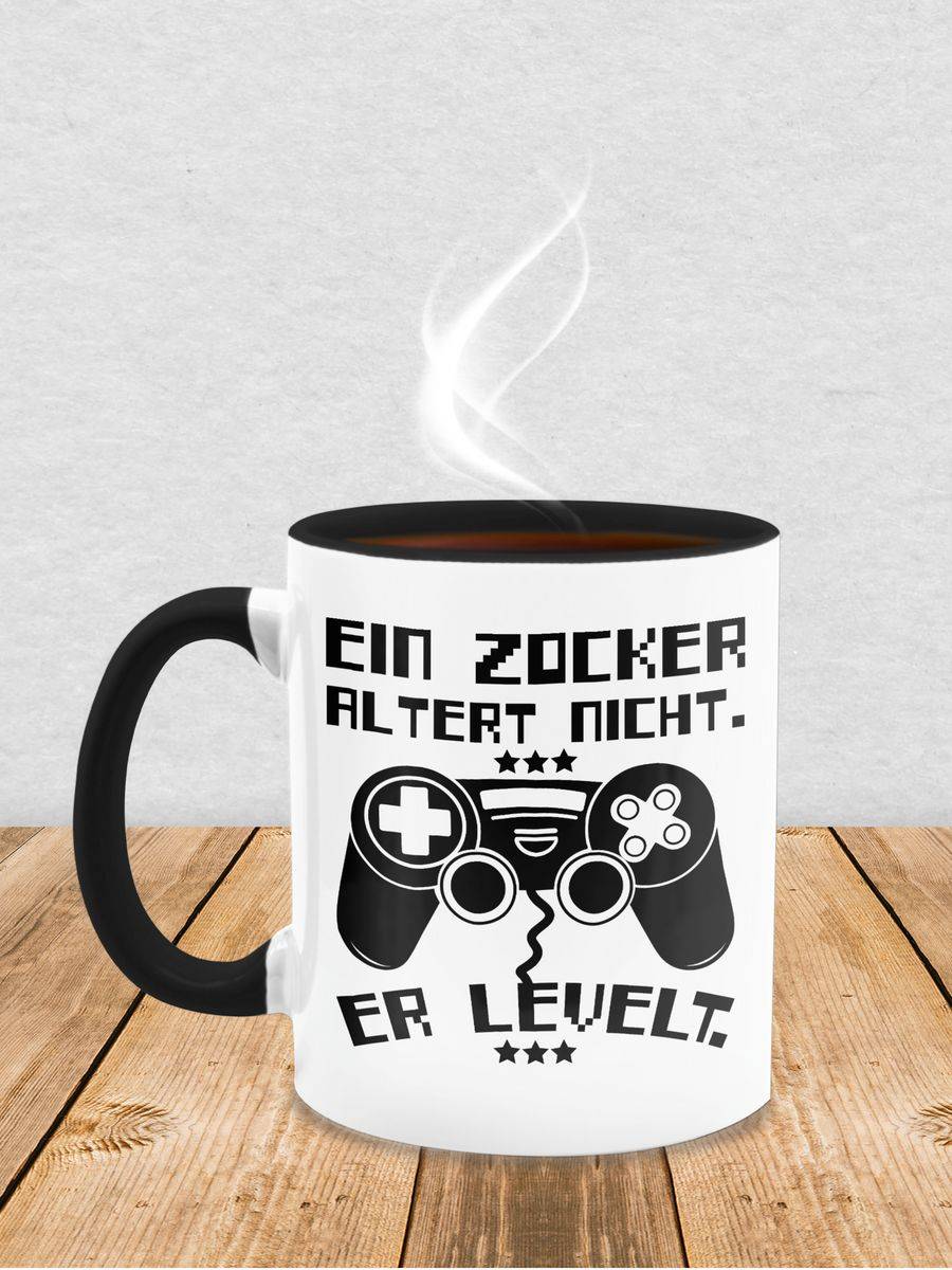 Shirtracer Ein Zocker altert nicht - er levelt: T-Shirt Turnbeutel Shirtracer Limitierter Zeitrabatt