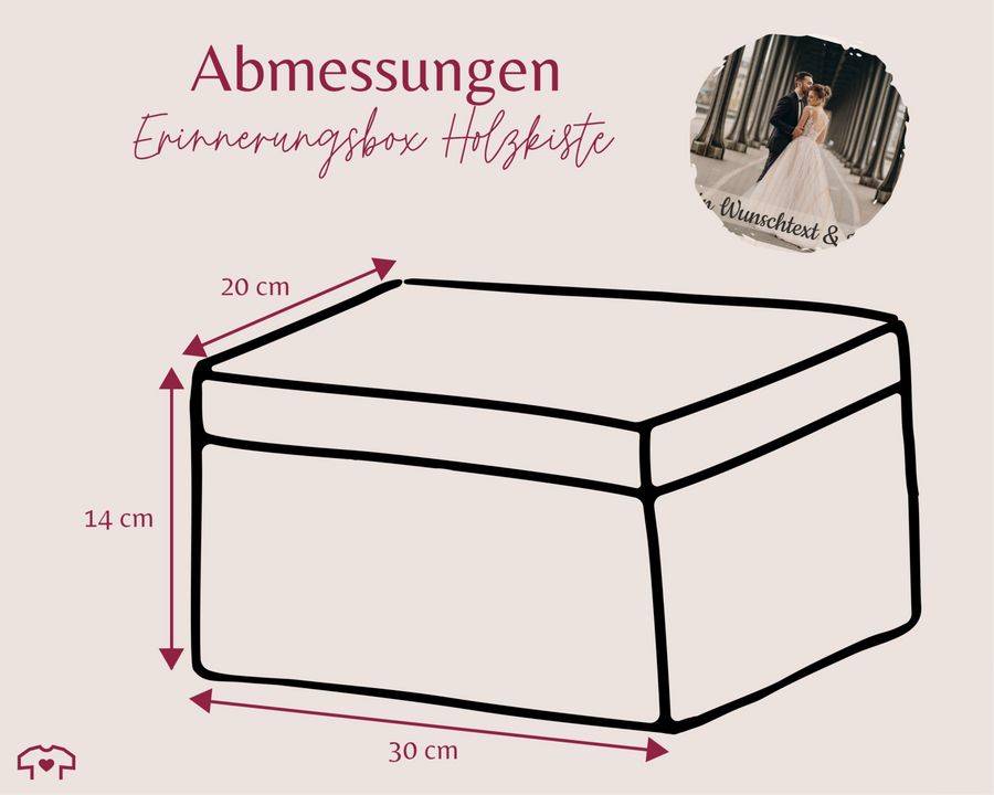 Shirtracer Hochzeitsbox Geschenkbox Hochzeit mit Foto und Namen Datum Erinnerungskiste Hochzeit Bilder Shirtracer Weihnachtsangebot