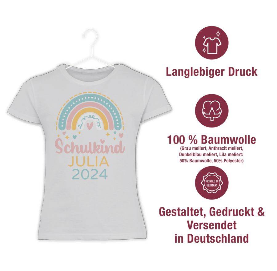 Shirtracer Schulkind 2024 Regenbogen Shirts & Mehr Shirtracer Top Angebot