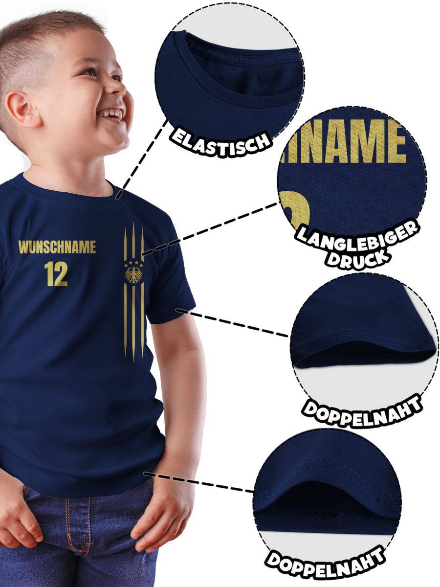 Shirtracer Deutschland Gold Name und Nummer - anpassbar Shirts & Mehr Shirtracer Sonderangebot