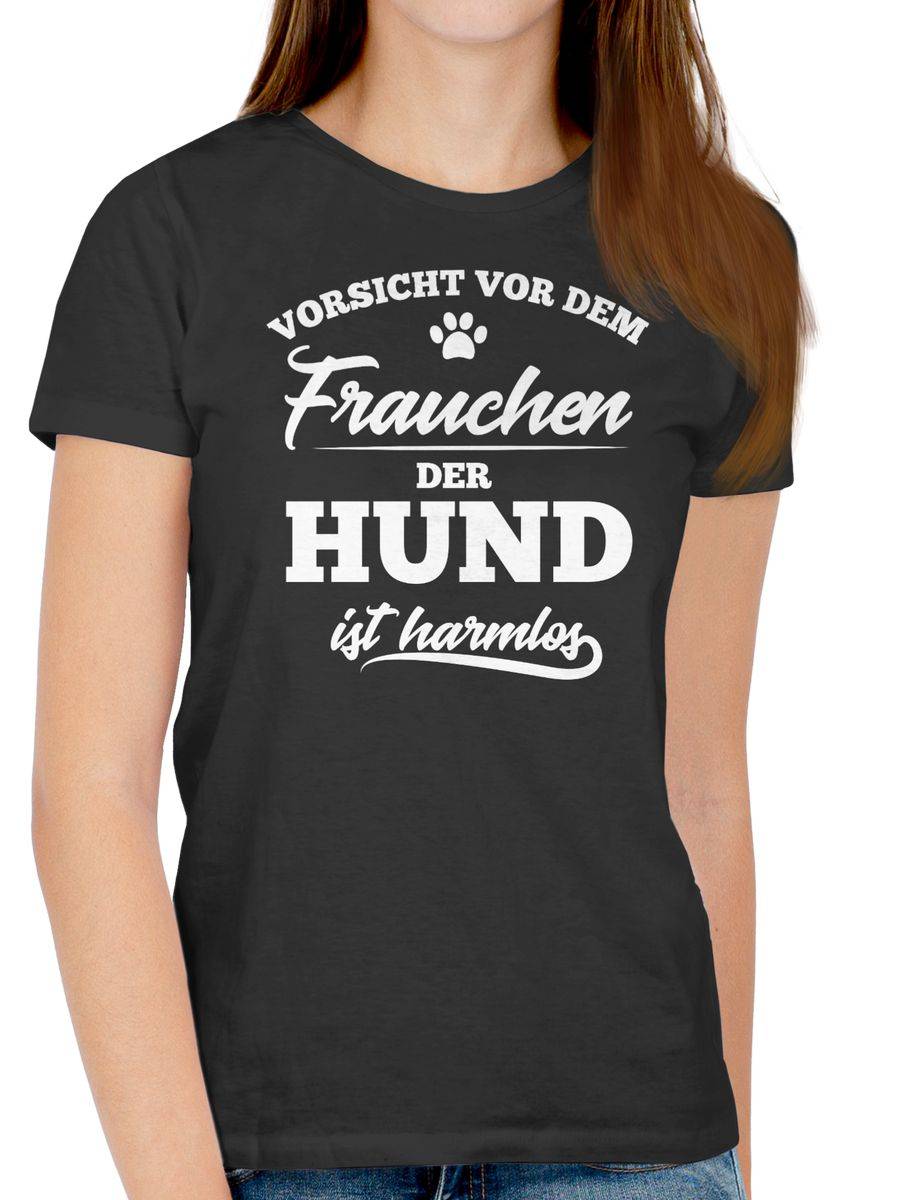 Shirtracer Vorsicht vor dem Frauchen der Hund ist harmlos Shirts & Mehr Shirtracer Rabatt