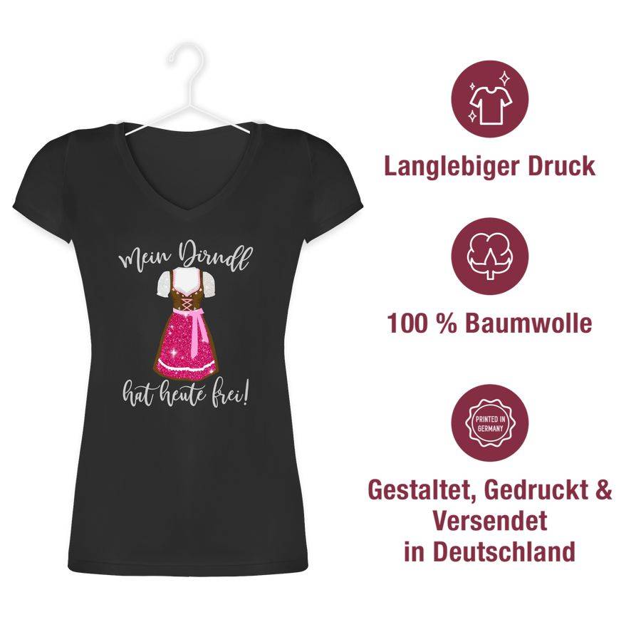 Shirtracer Mein Dirndl hat heute frei - Glitzer Optik: T-Shirt Turnbeutel Shirtracer Günstig kaufen