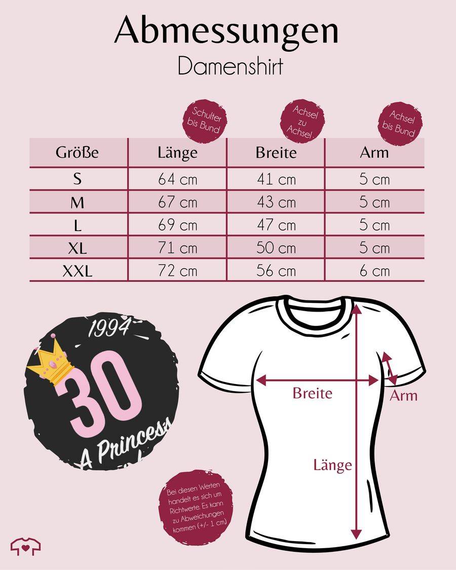 Shirtracer Dreißigster Mädchen Princess 1994: T-Shirt Turnbeutel Shirtracer Cyber Monday