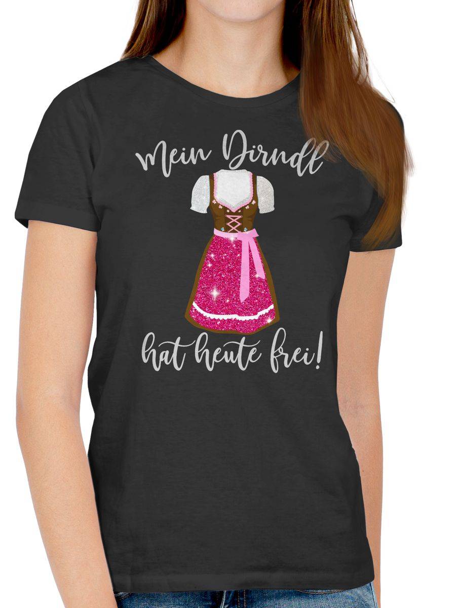 Shirtracer Mein Dirndl hat heute frei - Glitzer Optik: T-Shirt Turnbeutel Shirtracer Neueste Mode