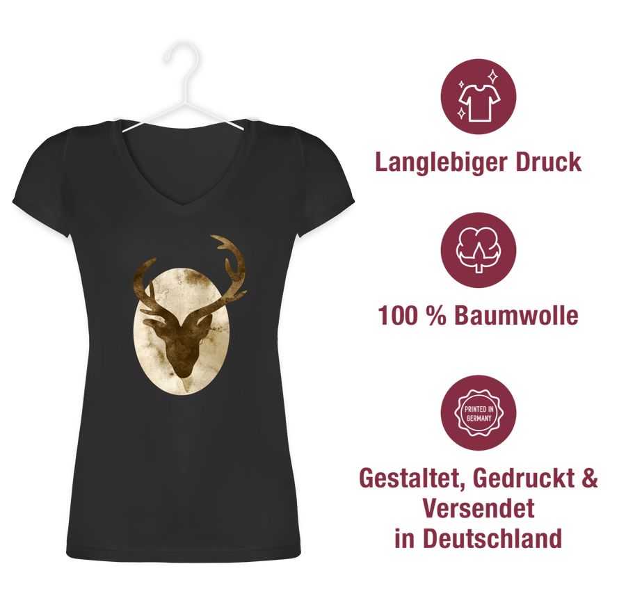 Shirtracer Hirsch - Aquarellsilhouette: T-Shirt Turnbeutel Shirtracer Kauf eins, bekomm eins gratis