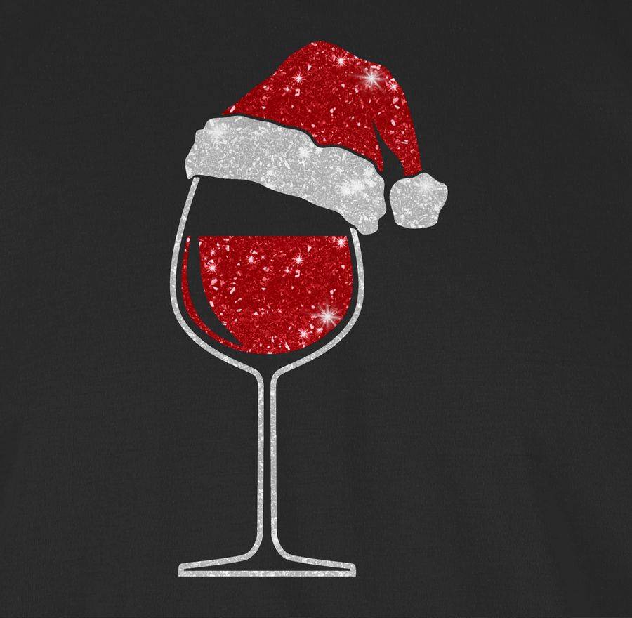 Shirtracer Weinglas mit Weihnachtsmütze: Tshirt Rucksack Shirtracer Kostenlose Rückgabe