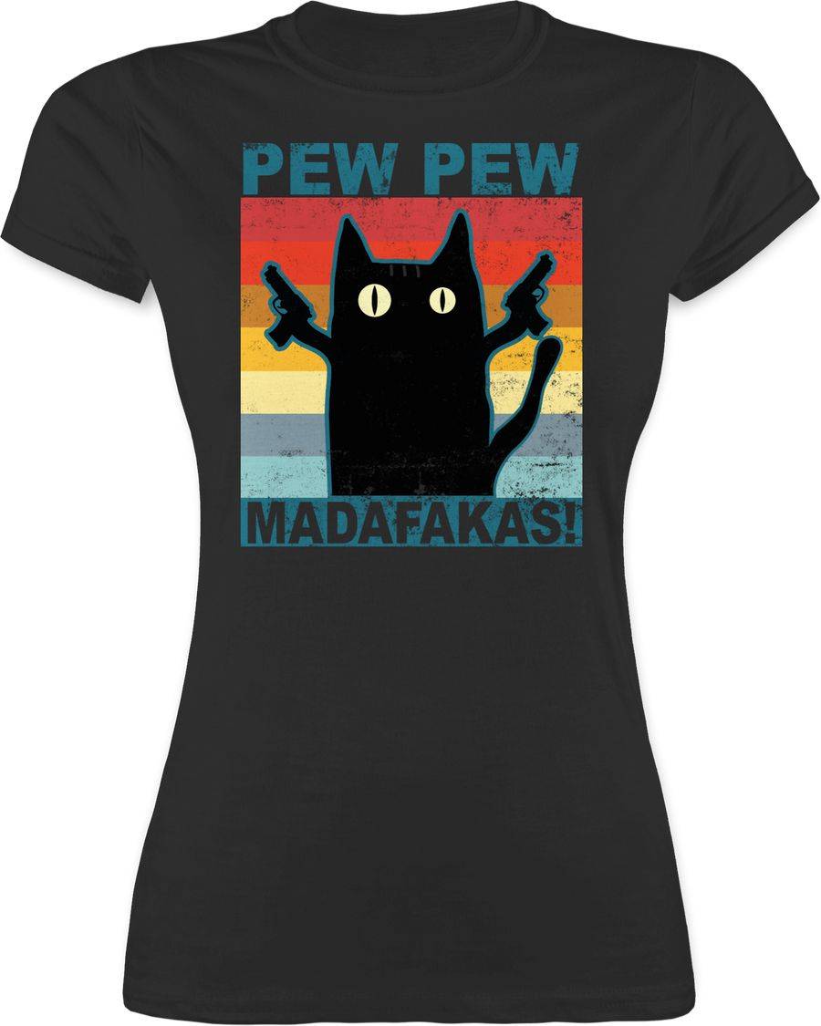 Shirtracer Pew Pew Madafakas Katze Vintage: T-Shirt Gym Bag Shirtracer Bis zu 50% Rabatt