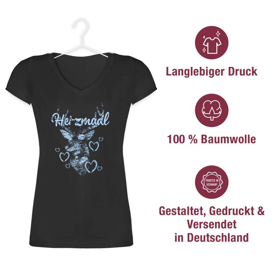 Shirtracer Herzmadl mit Hirsch und Herzen - hellblau: T-Shirt Turnbeutel Shirtracer Bis zu 55% Rabatt