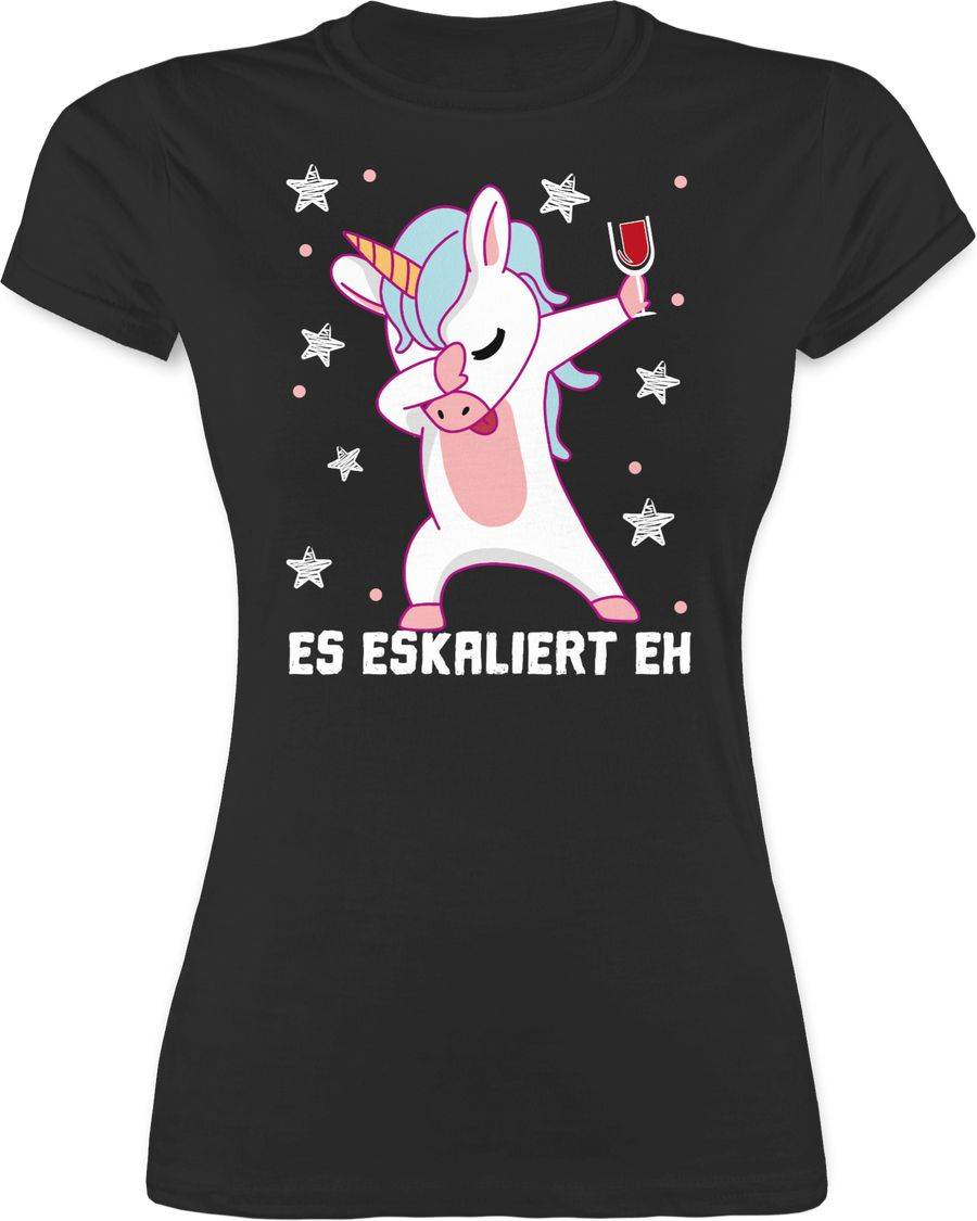 Shirtracer Es eskaliert eh Einhorn mit Weinglas weiß Shirts & Mehr Shirtracer Speichern exportieren