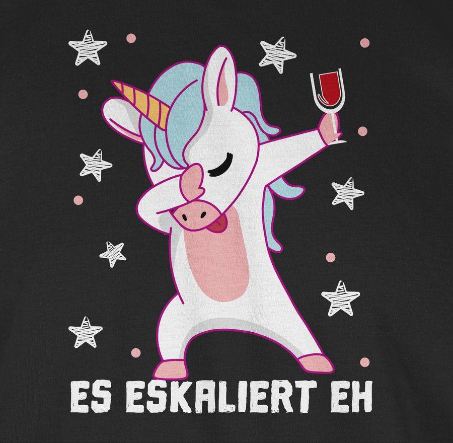 Shirtracer Es eskaliert eh Einhorn mit Weinglas weiß Shirts & Mehr Shirtracer Speichern exportieren