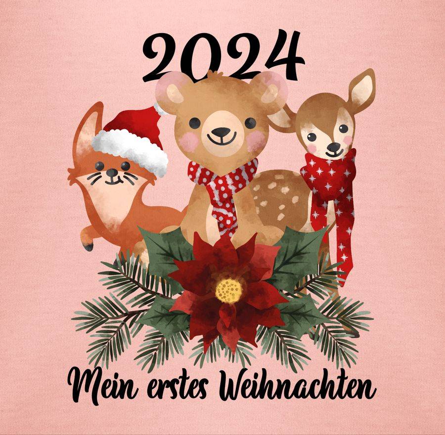 Shirtracer 2024 Mein erstes Weihnachten mit süßen Tieren - schwarz: Tshirt Rucksack Shirtracer Fabrikpreis