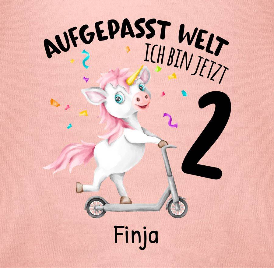 Shirtracer Aufgepasst Welt - Ich bin jetzt 2 - Einhorn mit Name zum Zweiten: T-Shirt Gym Ba Shirtracer Sonderangebot