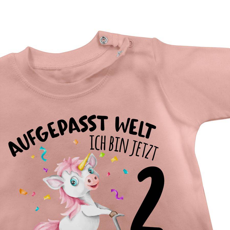 Shirtracer Aufgepasst Welt - Ich bin jetzt 2 - Einhorn mit Name zum Zweiten: T-Shirt Gym Ba Shirtracer Sonderangebot
