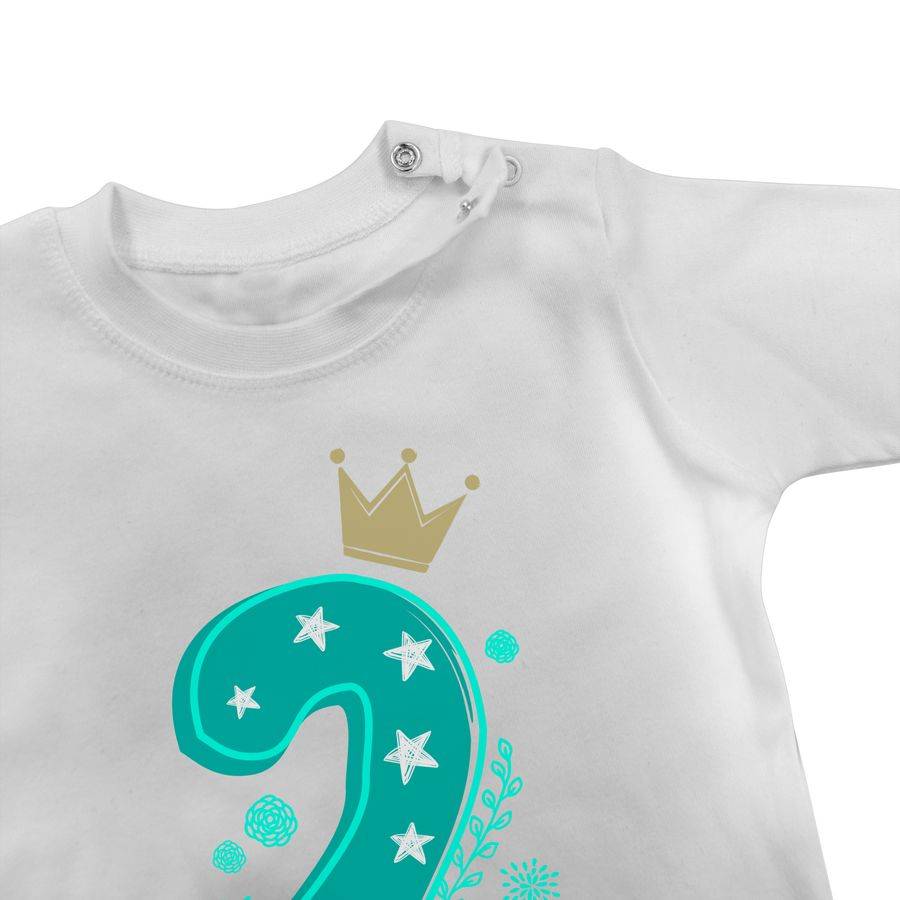 Shirtracer Zahl ZWEI mit Krone und Name zum Zweiten: T-Shirt Turnbeutel Shirtracer Rabatt