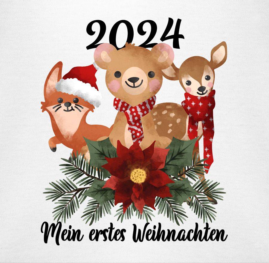 Shirtracer 2024 Mein erstes Weihnachten mit süßen Tieren - schwarz: Tshirt Rucksack Shirtracer Muttertagsangebot