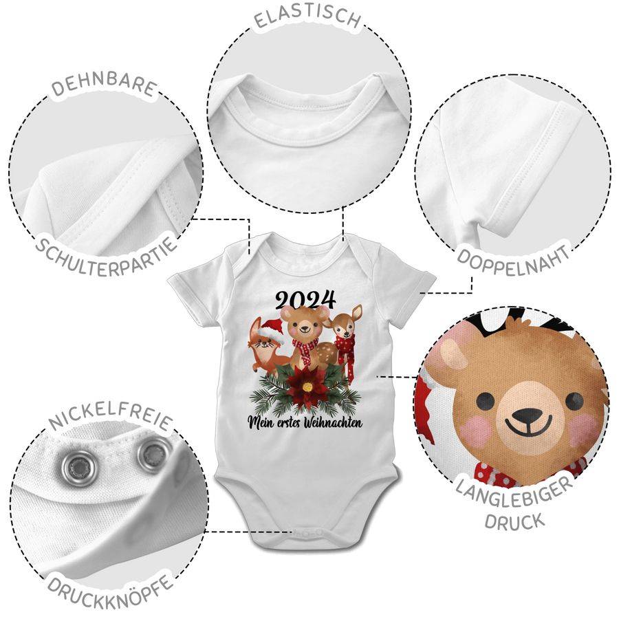 Shirtracer 2024 Mein erstes Weihnachten mit süßen Tieren - schwarz: Tshirt Rucksack Shirtracer Muttertagsangebot
