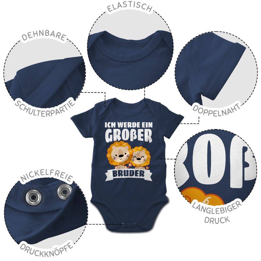 Shirtracer Ich werde ein großer Bruder mit Löwen - weiß: Tshirt Turnbeutel Shirtracer Letzte 3 Tage