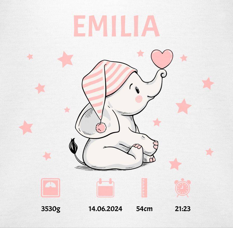 Shirtracer Elefant Geburtsdaten Geschenk zur Geburt Shirts & Mehr Shirtracer Rabatte dieses Monats