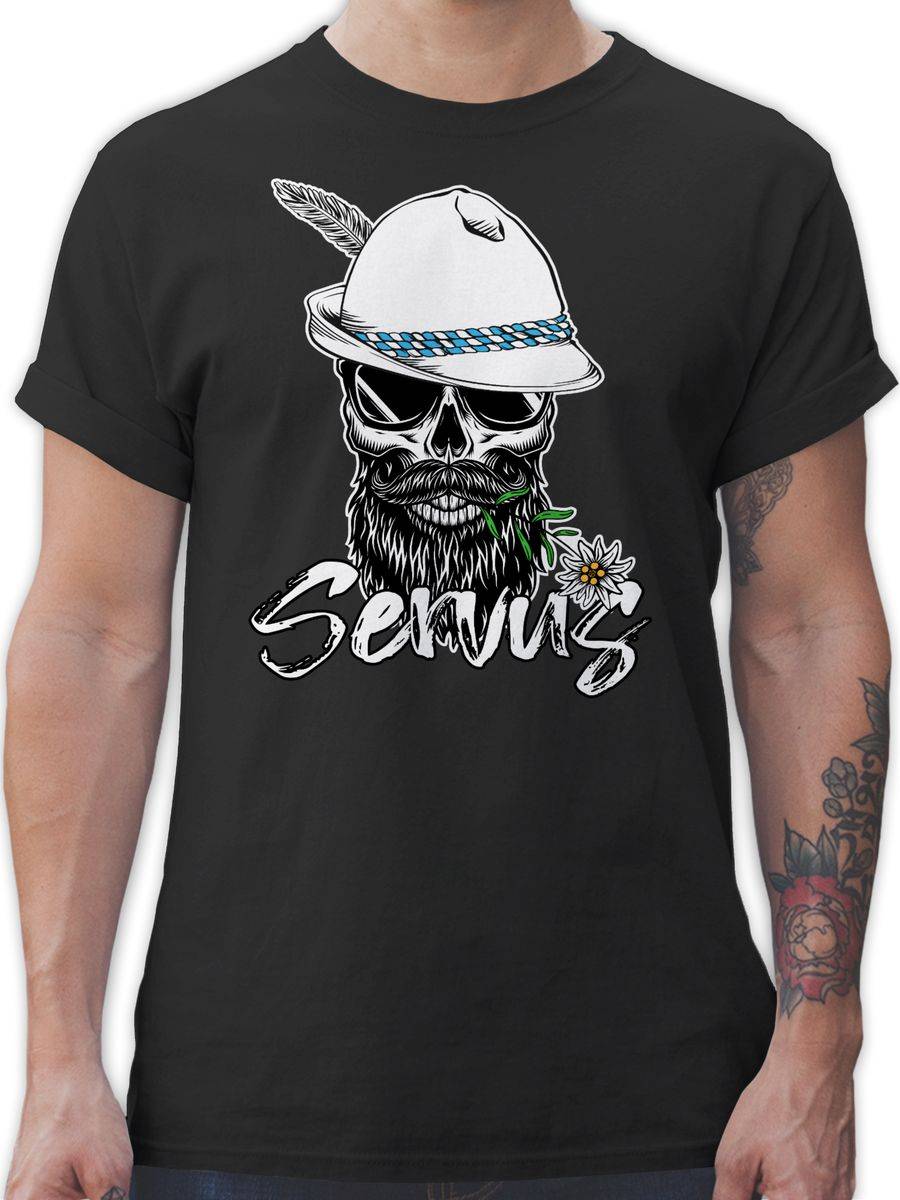 Shirtracer Servus Totenkopf Skull Bayrisch Shirts & Mehr Shirtracer Kauf eins, bekomm eins gratis
