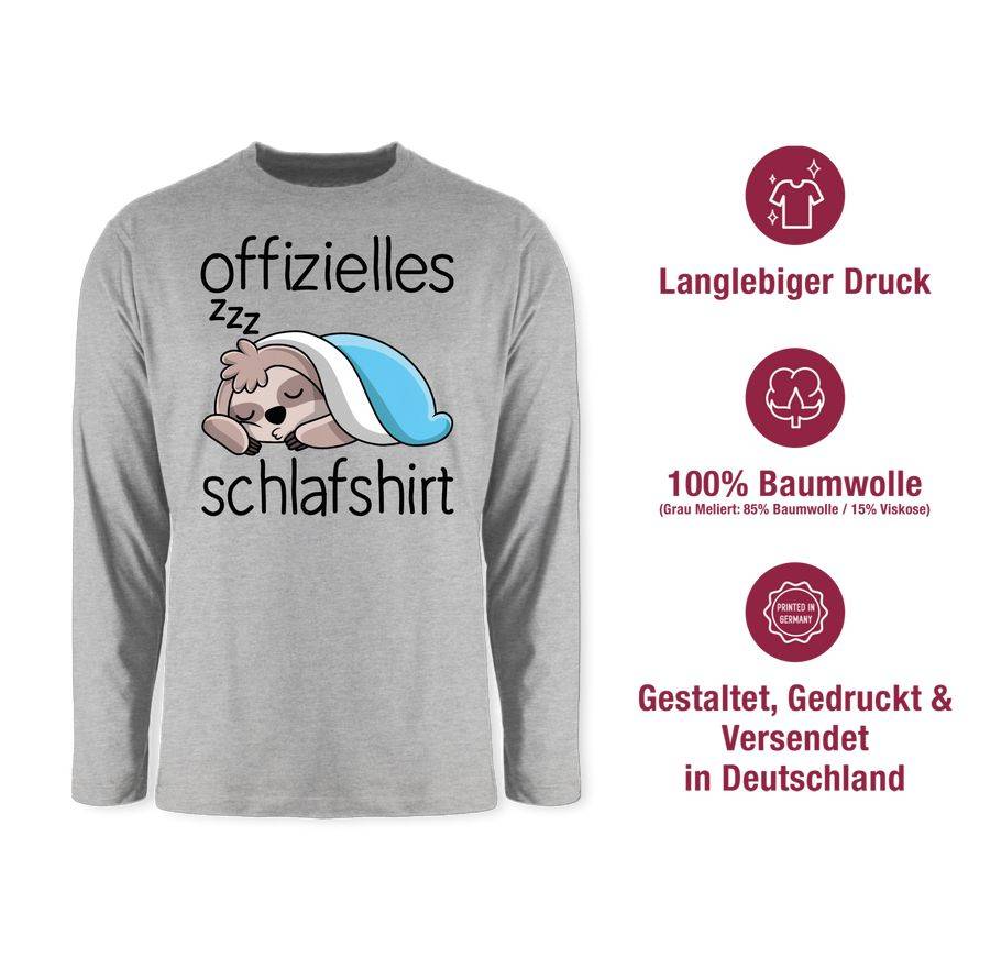 Shirtracer Offizielles Schlafshirt mit Faultier - schwarz Shirts & Mehr Shirtracer Begrenztes Angebot