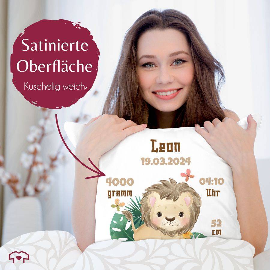 Shirtracer Geburtsgeschenk Löwe Datum Gewicht Uhrzeit Größe Shirts & Mehr Shirtracer Exklusive Angebote