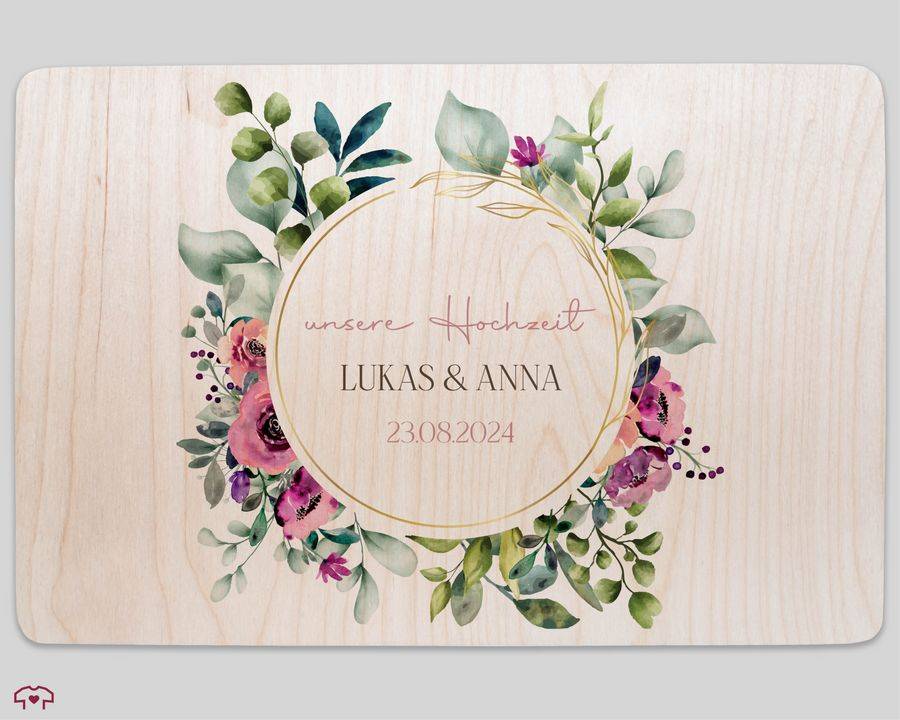 Shirtracer Erinnerungsbox Unsere Hochzeit mit Blumenkranz personalisiert Geschenke zur Hochzeit Shirtracer Bestseller