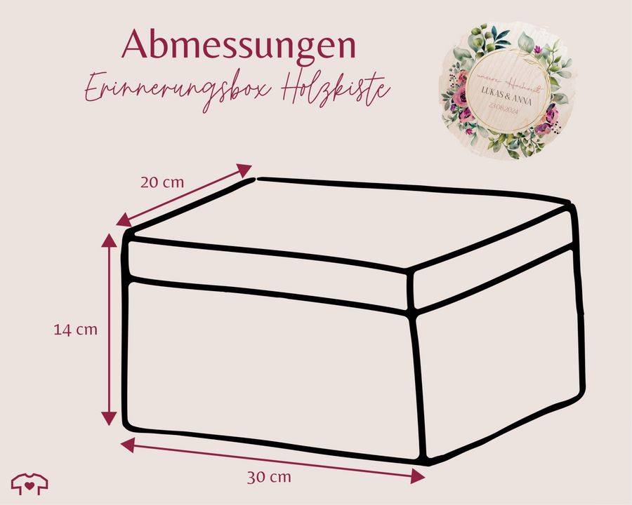 Shirtracer Erinnerungsbox Unsere Hochzeit mit Blumenkranz personalisiert Geschenke zur Hochzeit Shirtracer Bestseller